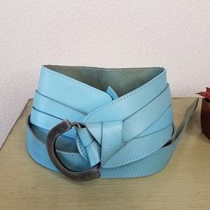 Free People Light Blue Leather Belt